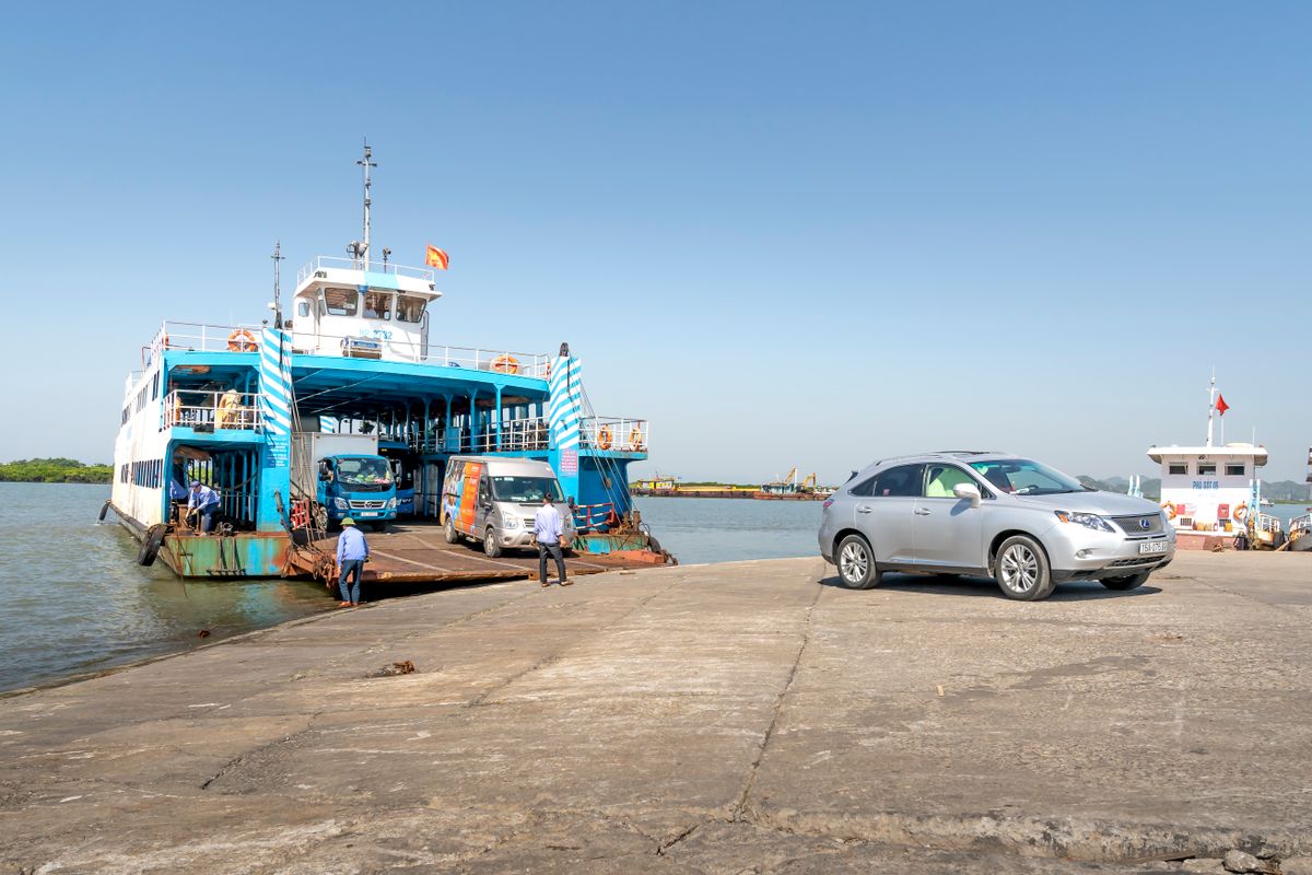 Car boarding a ferry